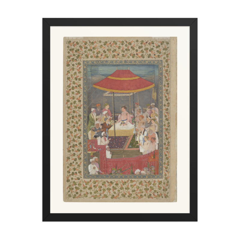 Jahangir Presents a Book to a Shaykh — Restored Mughal Wall Art