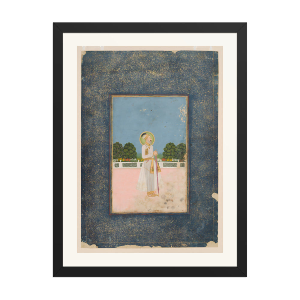A Mughal Emperor Enthroned — Restored Mughal Wall Art — view 1