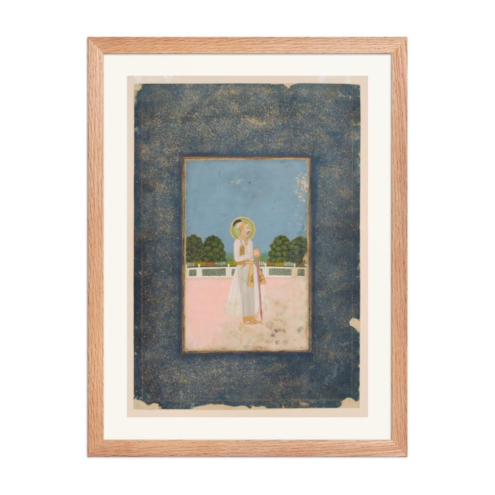 A Mughal Emperor Enthroned — Restored Mughal Wall Art — view 3