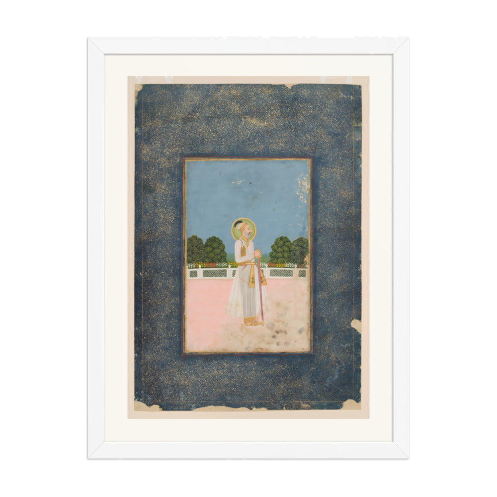 A Mughal Emperor Enthroned — Restored Mughal Wall Art — view 5