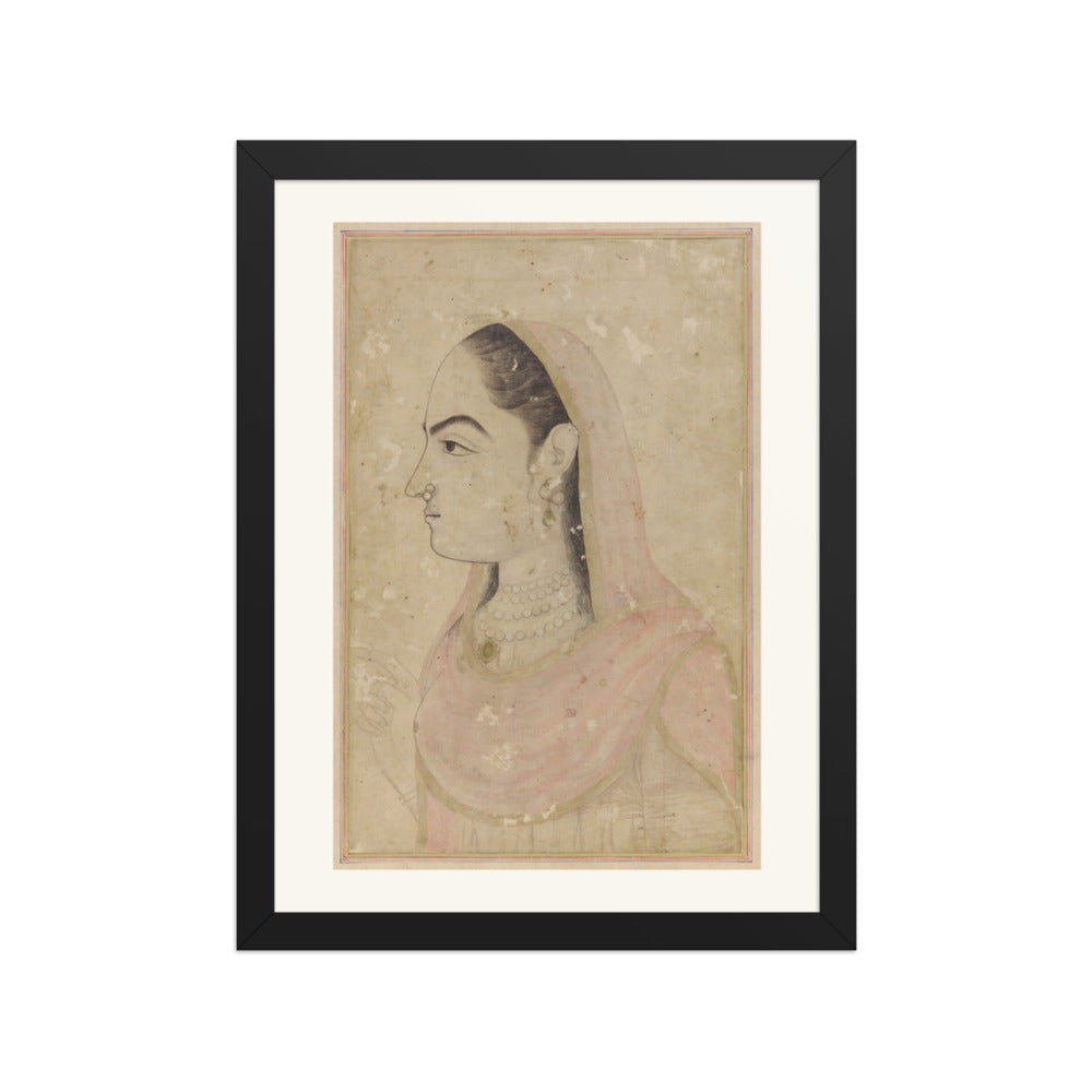 Nur Jahan in Profile — Restored Mughal Wall Art — view 2