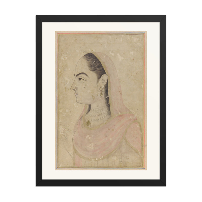 Nur Jahan in Profile — Restored Mughal Wall Art