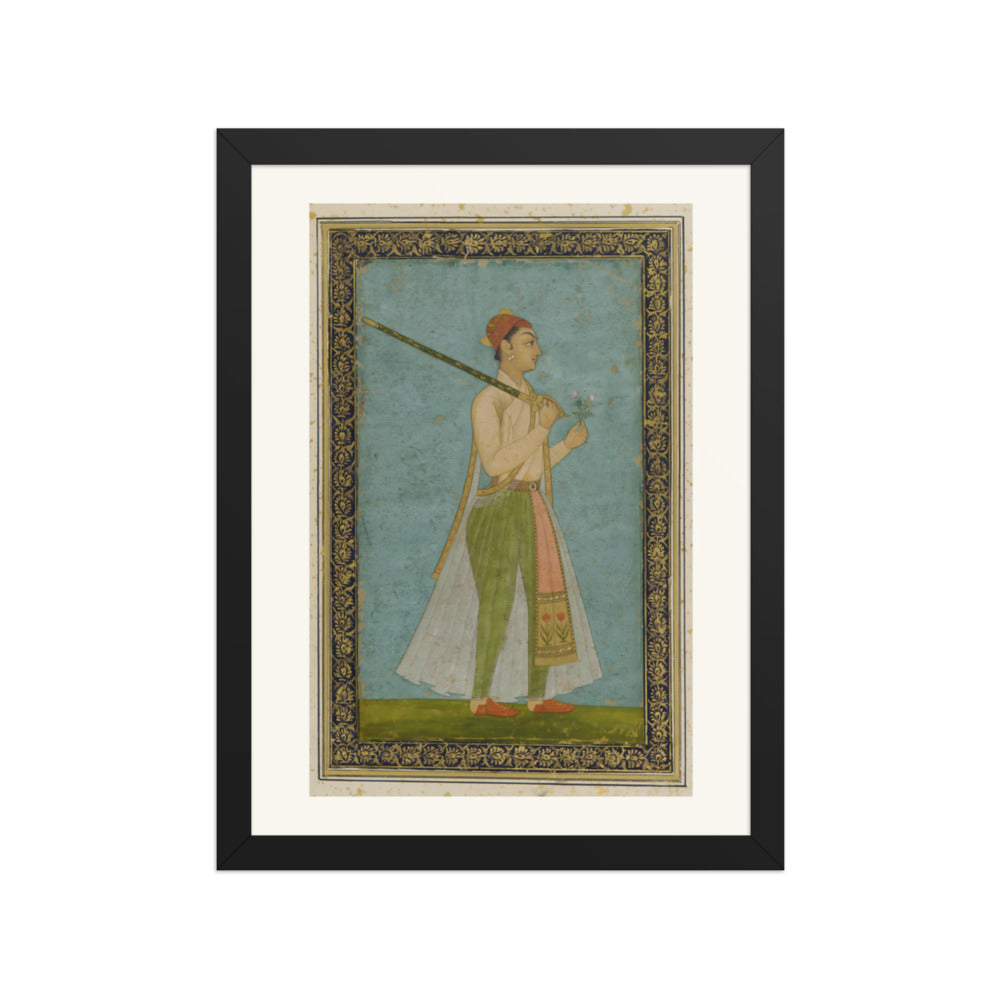 Portrait of a Young Prince — Restored Mughal Wall Art — view 2