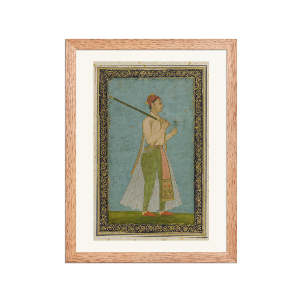 Portrait of a Young Prince — Restored Mughal Wall Art — view 4