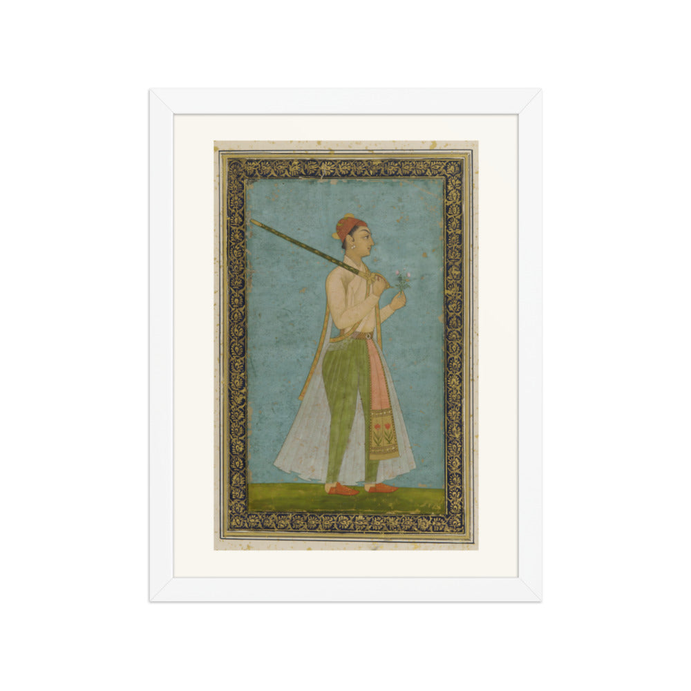Portrait of a Young Prince — Restored Mughal Wall Art — view 6