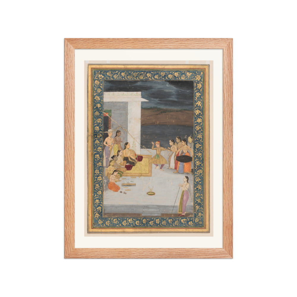 A Princess Entertained at Night — Restored Mughal Wall Art — view 4