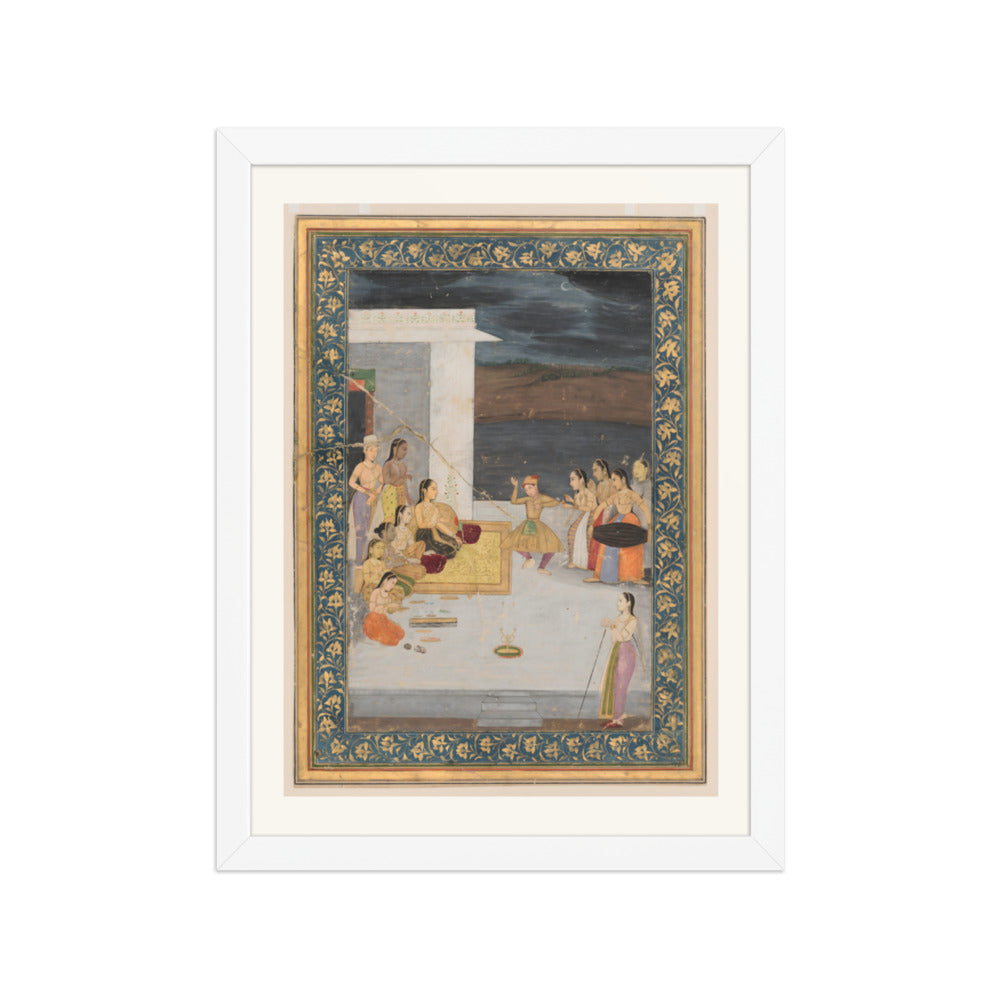 A Princess Entertained at Night — Restored Mughal Wall Art — view 6