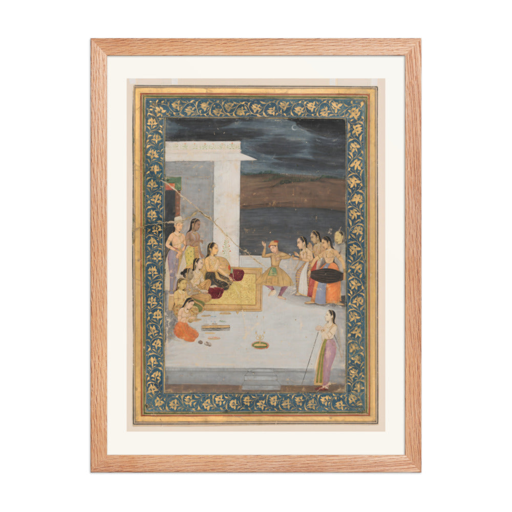 A Princess Entertained at Night — Restored Mughal Wall Art — view 3