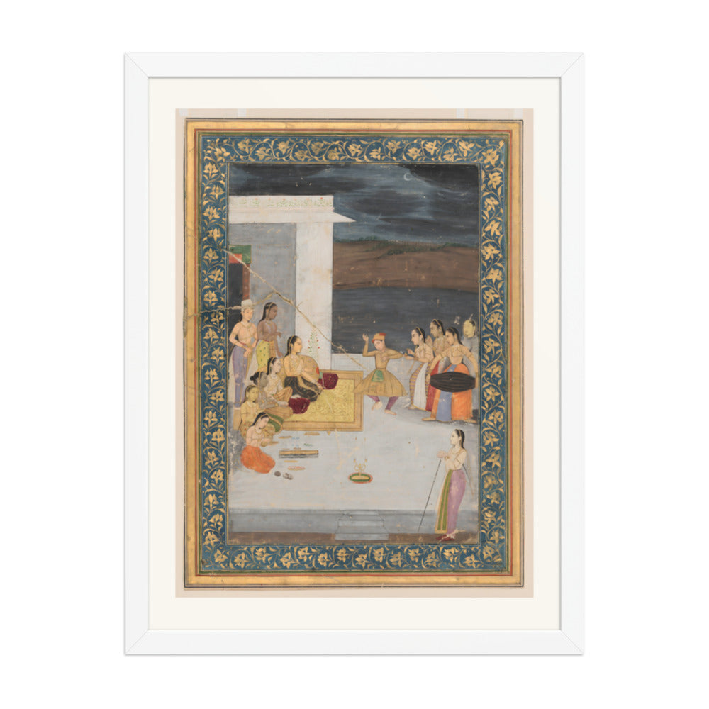 A Princess Entertained at Night — Restored Mughal Wall Art — view 5