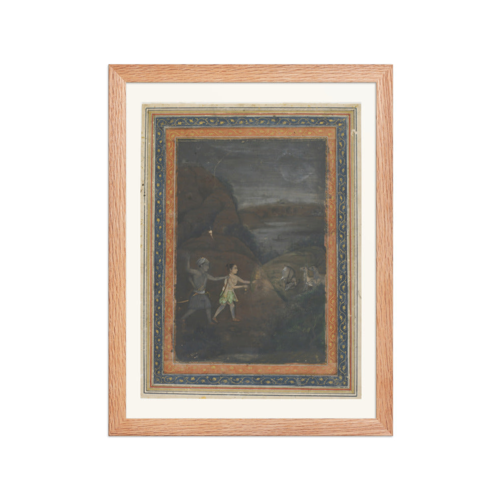 Bhils Hunting Deer by Night — Restored Indian Court Wall Art — view 4