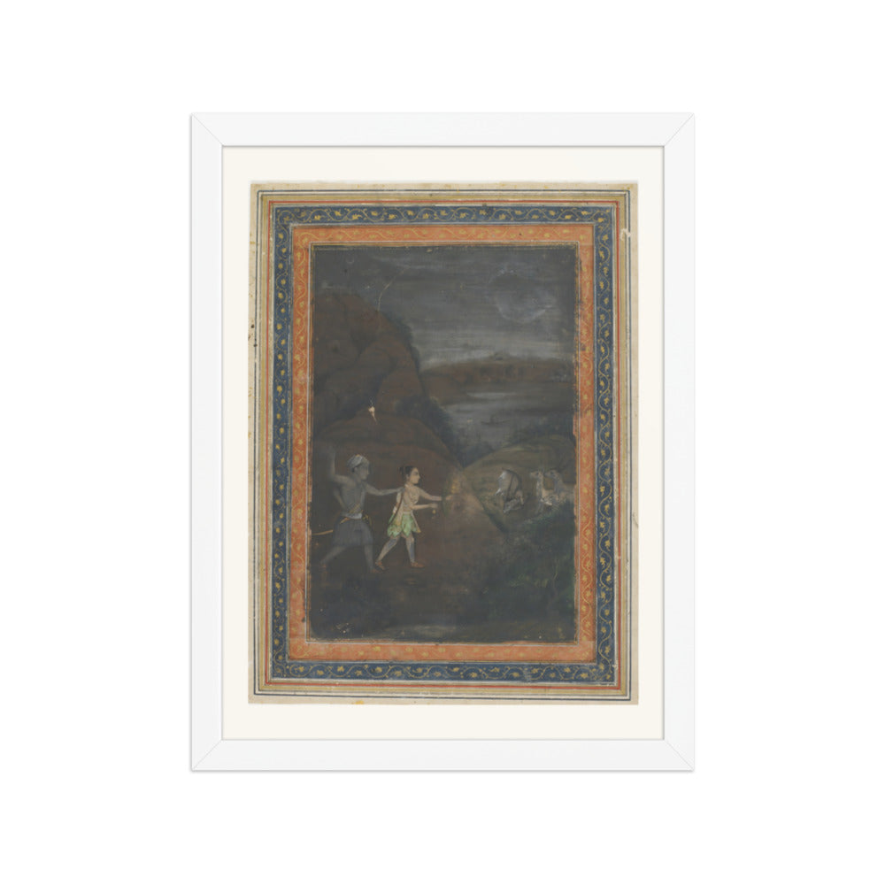 Bhils Hunting Deer by Night — Restored Indian Court Wall Art — view 6