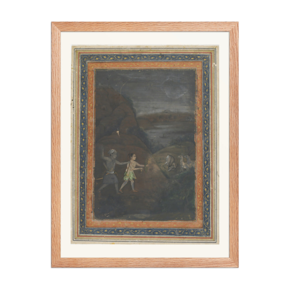 Bhils Hunting Deer by Night — Restored Indian Court Wall Art — view 3