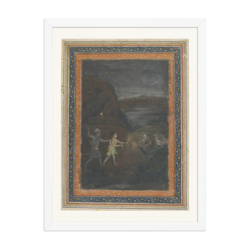 Bhils Hunting Deer by Night — Restored Indian Court Wall Art — view 5
