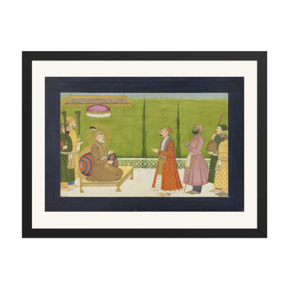 The Poet Sundar Das before the Emperor — Restored Mughal Wall Art — view 1