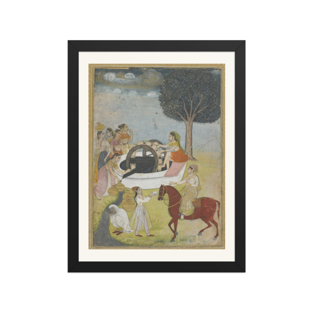 Women at a Well — Restored Indian Court Wall Art — view 2