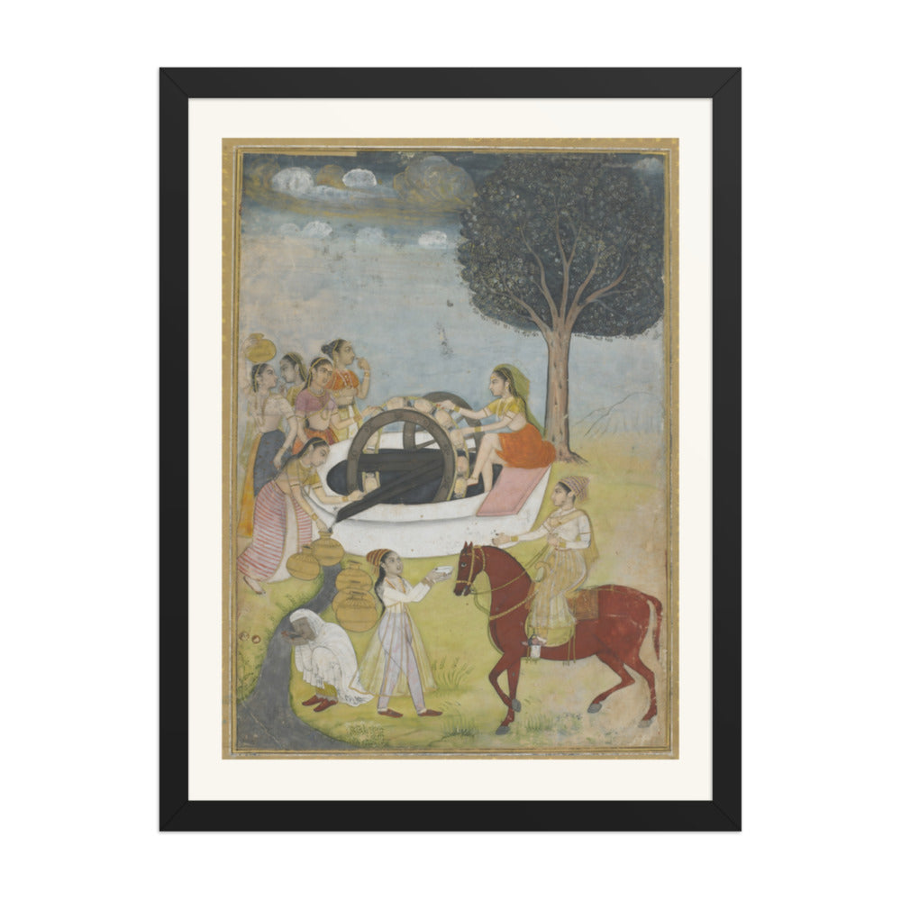 Women at a Well — Restored Indian Court Wall Art — view 1