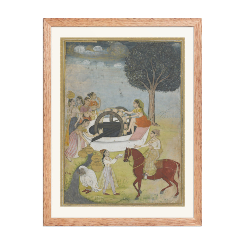 Women at a Well — Restored Indian Court Wall Art — view 3