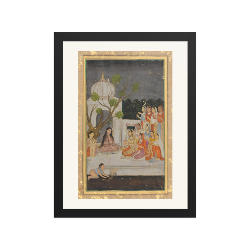 A Night Gathering on the Terrace — Restored Mughal Wall Art — view 2