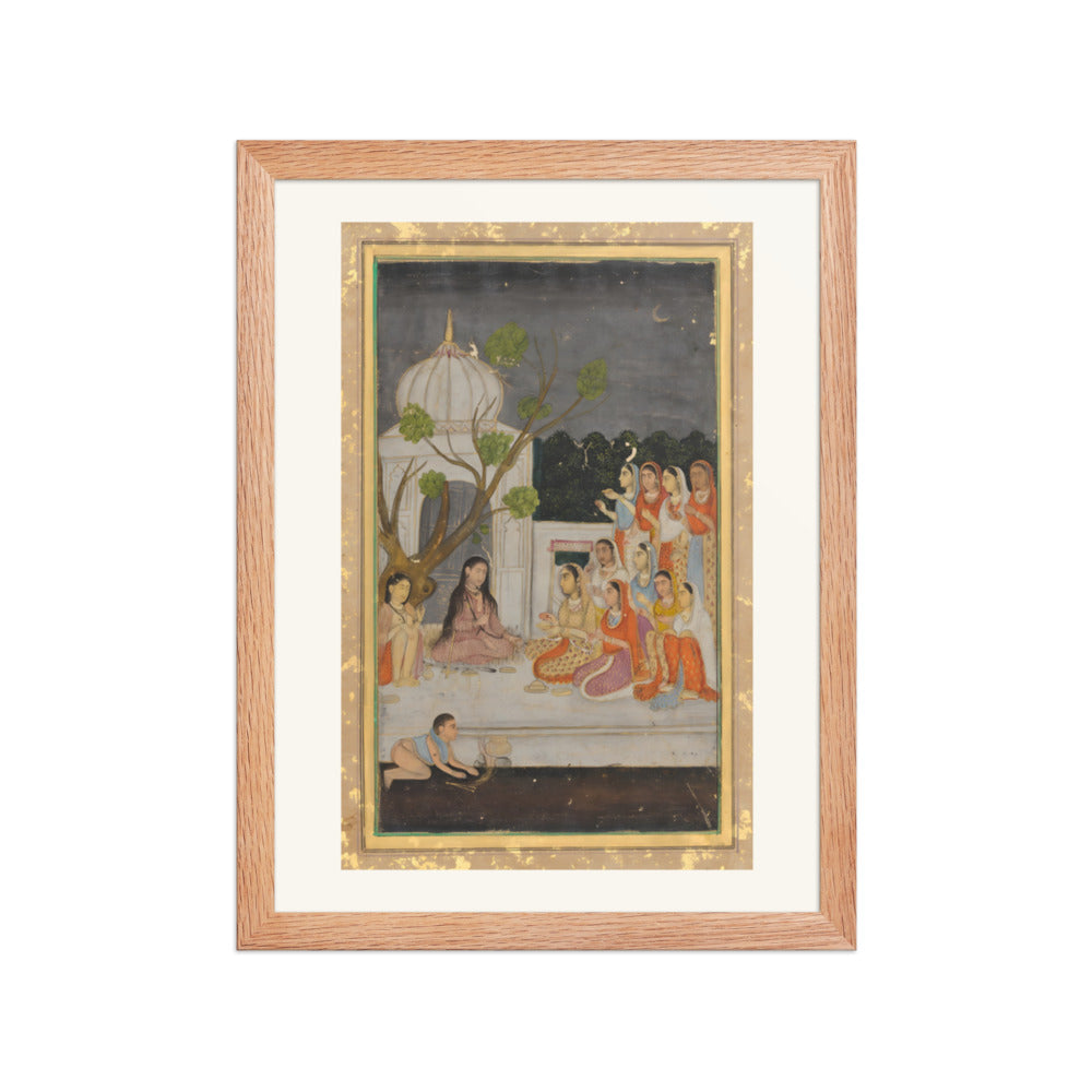 A Night Gathering on the Terrace — Restored Mughal Wall Art — view 4
