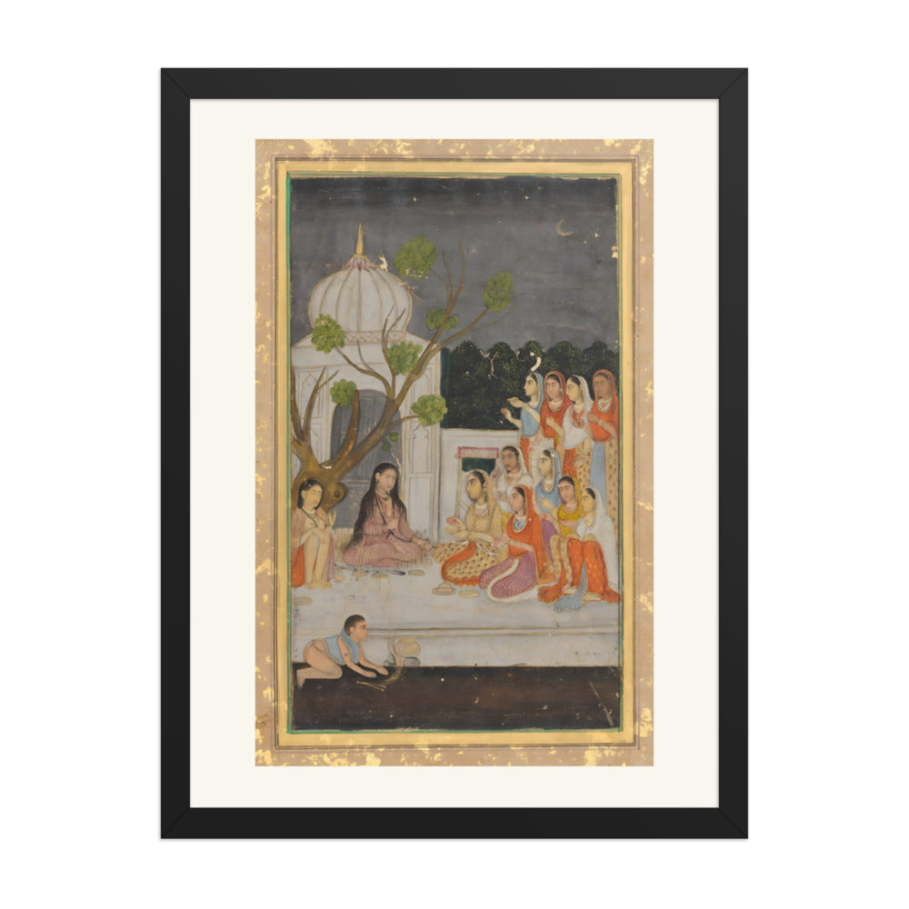 A Night Gathering on the Terrace — Restored Mughal Wall Art — view 1
