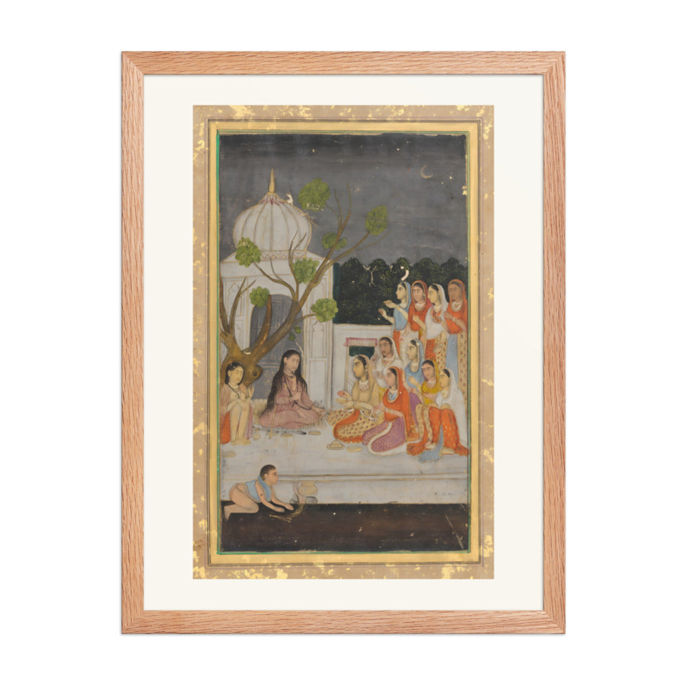 A Night Gathering on the Terrace — Restored Mughal Wall Art — view 3