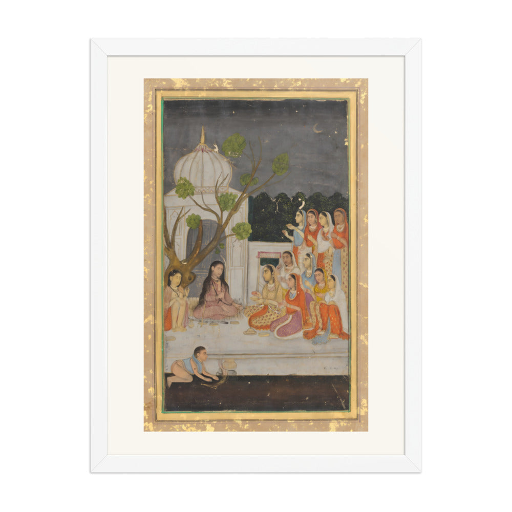 A Night Gathering on the Terrace — Restored Mughal Wall Art — view 5