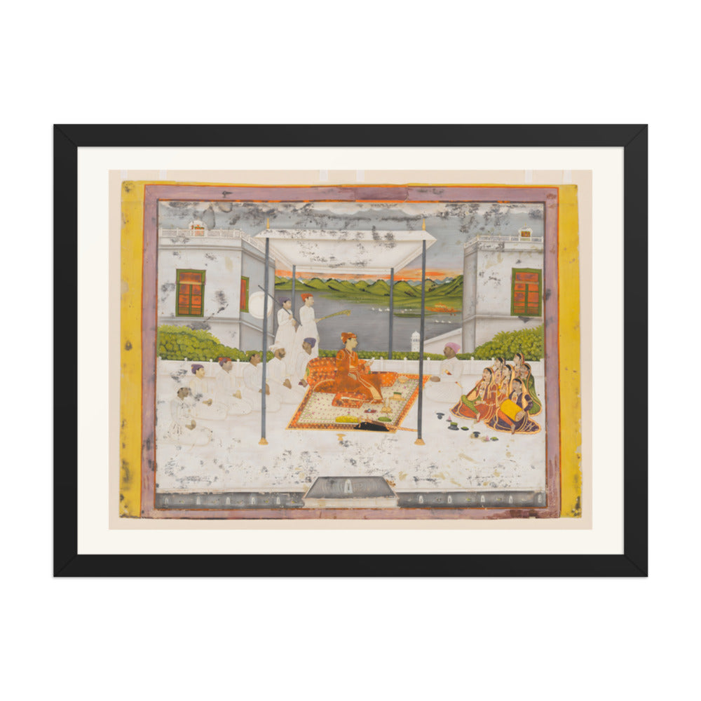 A Prince Holds Audience — Restored Mughal Wall Art — view 1