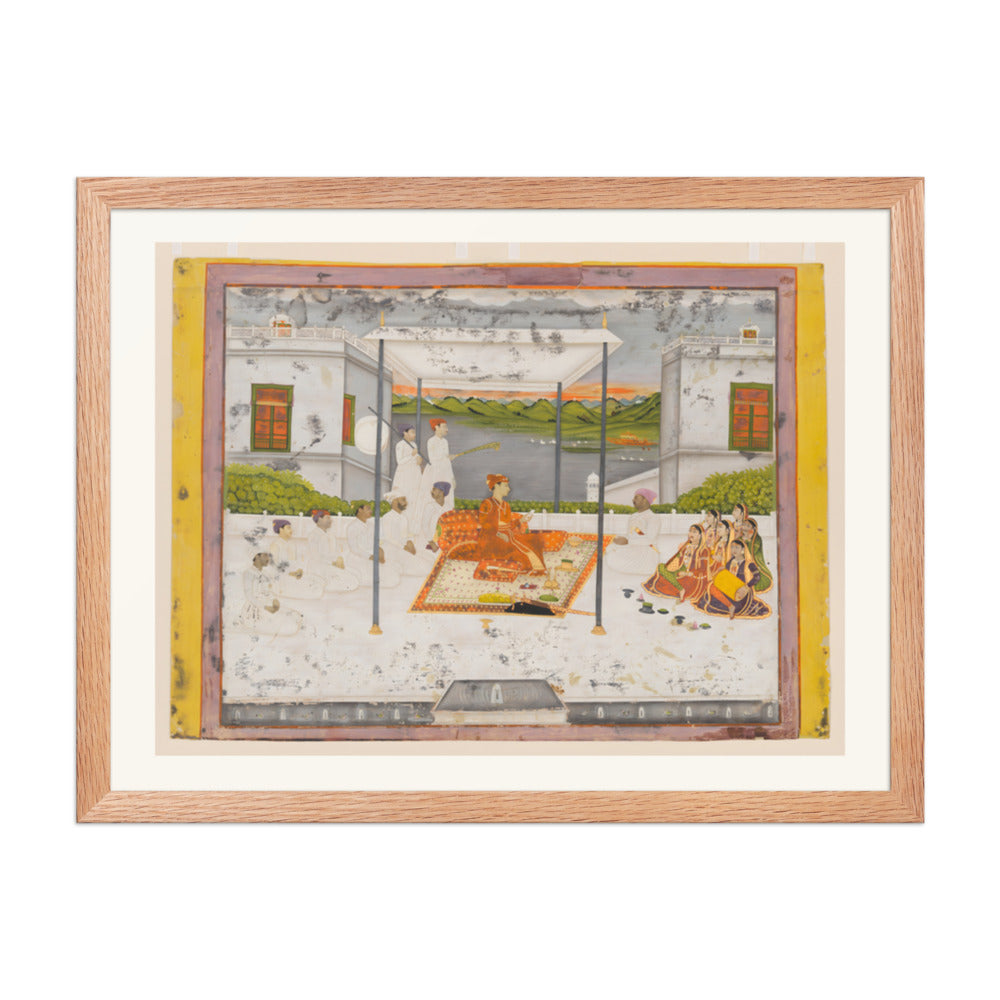 A Prince Holds Audience — Restored Mughal Wall Art — view 3