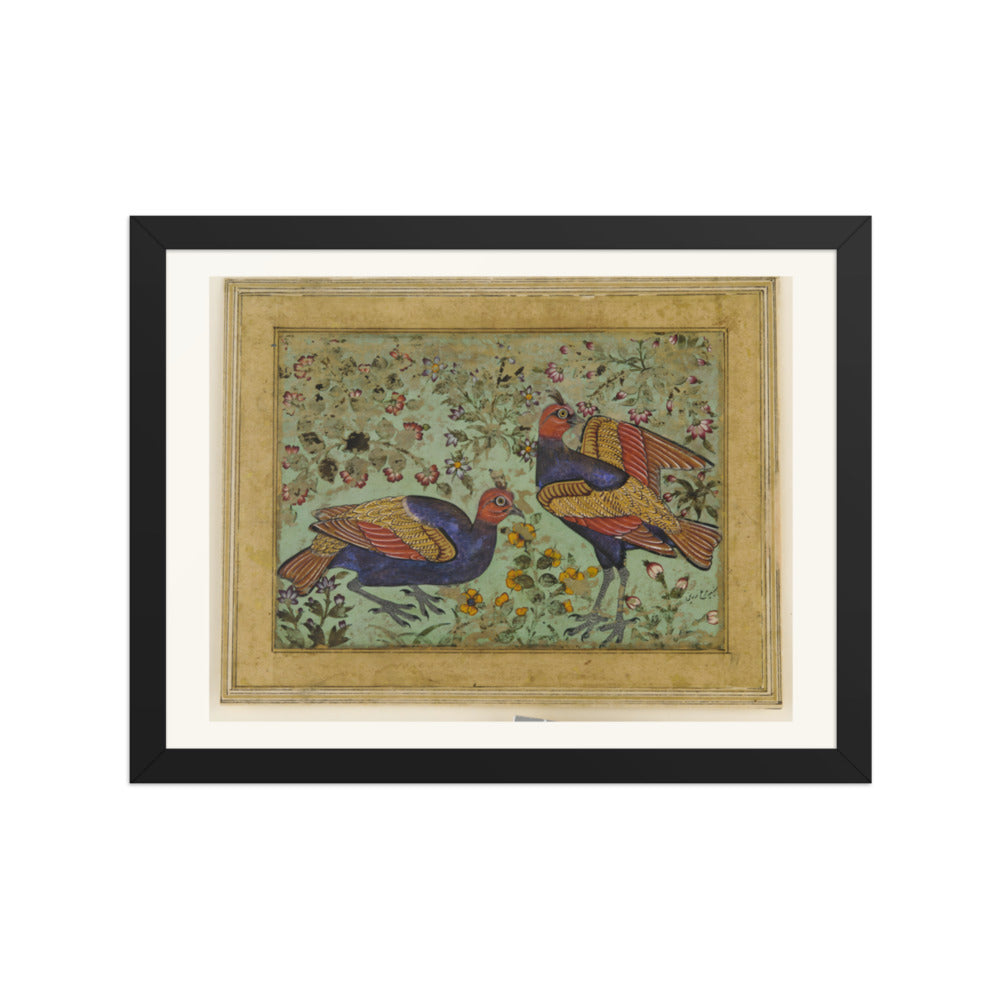 Two Pheasants — Restored Mughal Wall Art — view 2