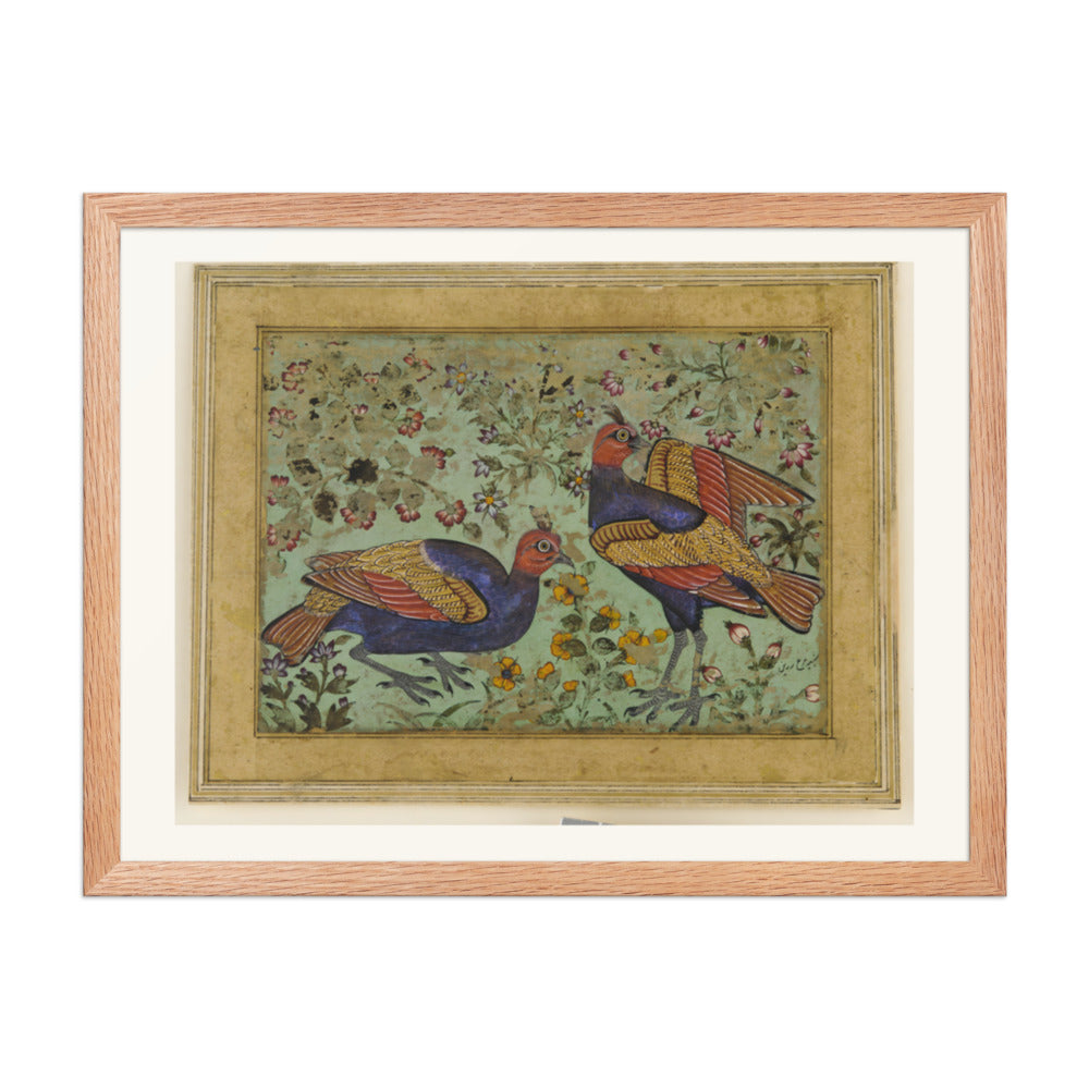 Two Pheasants — Restored Mughal Wall Art — view 3