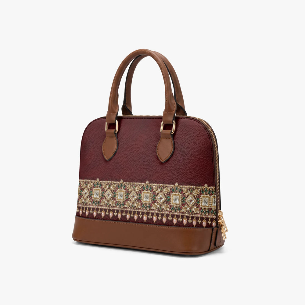 Kundan Potli — Maroon Velvet Dome Handbag — view 2
