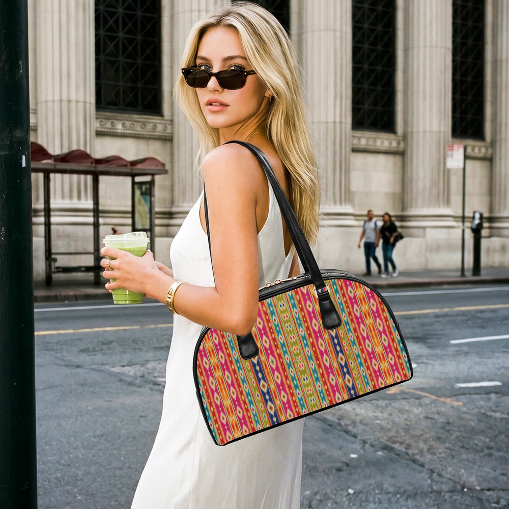 Mashru Ikat — Multicolour Stripe Arch-Top Handbag — view 5