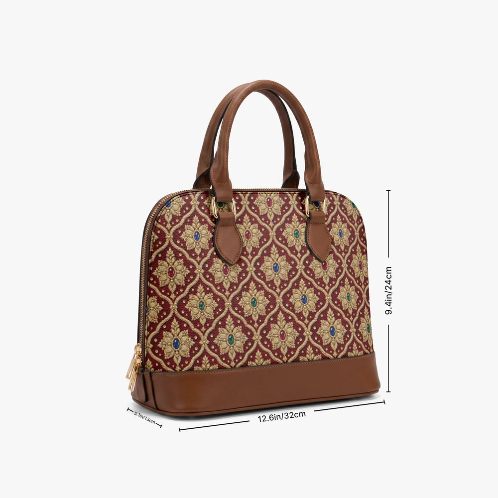 Shahi Zardozi — Wine & Gold Dome Handbag — view 9