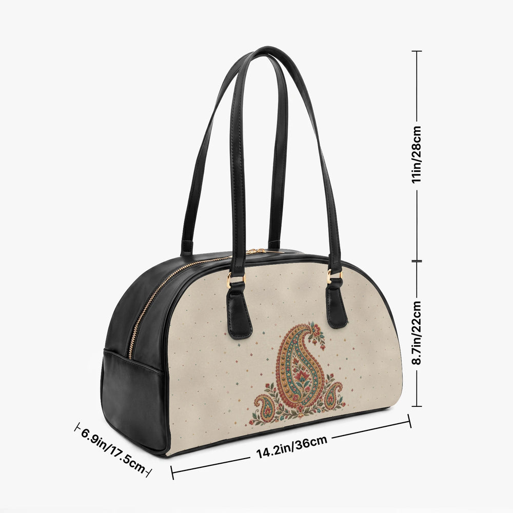 Embroidered Buta — Ivory Arch-Top Handbag — view 3