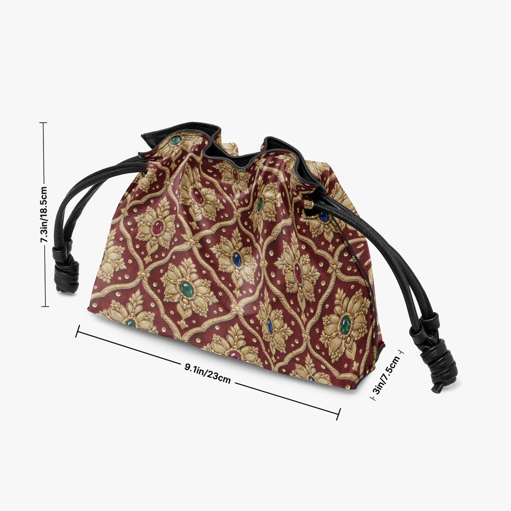 Shahi Zardozi — Wine & Gold Drawstring Pouch Bag — view 5