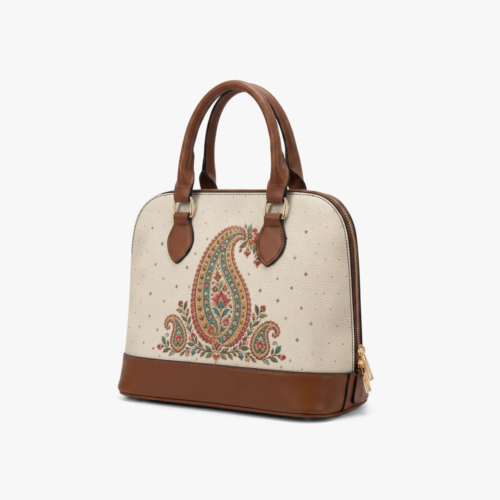 Embroidered Buta — Ivory Dome Handbag — view 2