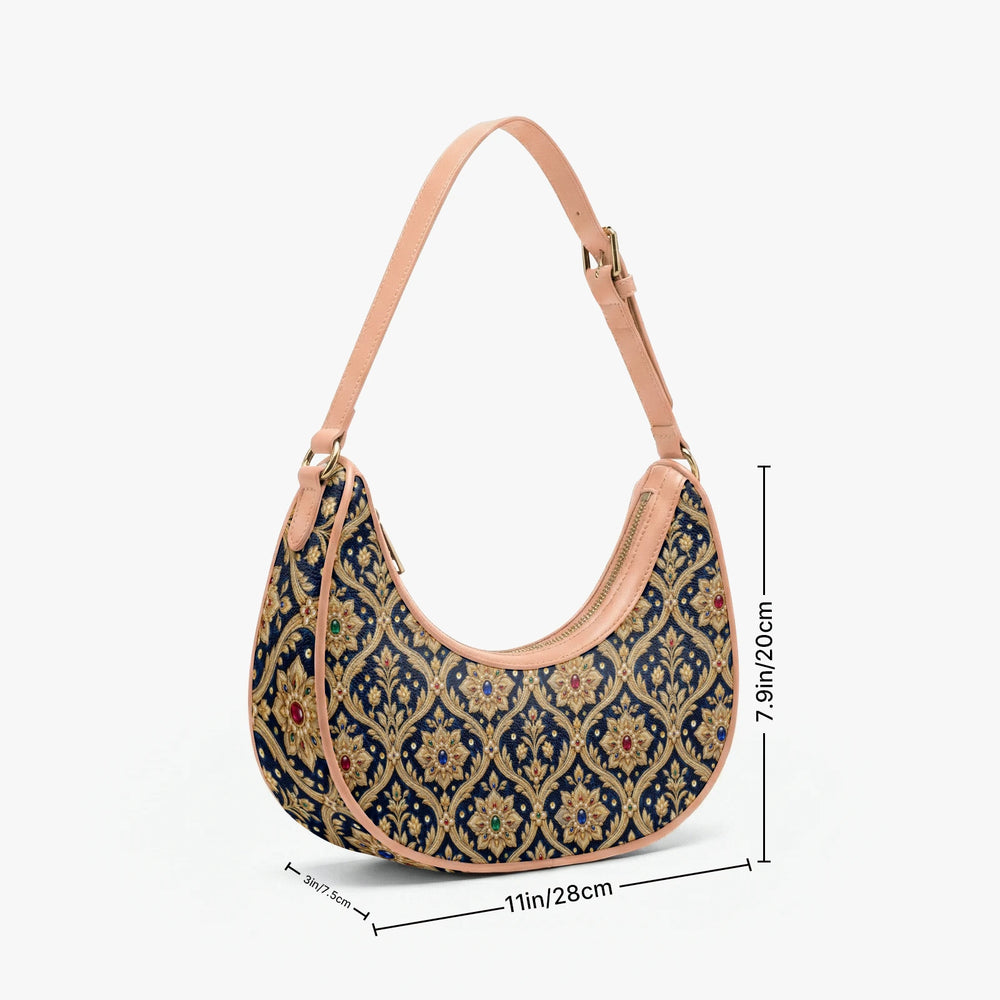 Zardozi Midnight — Navy & Gold Crescent Shoulder Bag — view 10