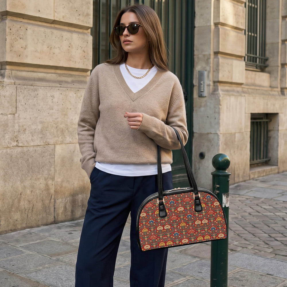 Chintz Jaal — Red & Indigo Arch-Top Handbag — view 4