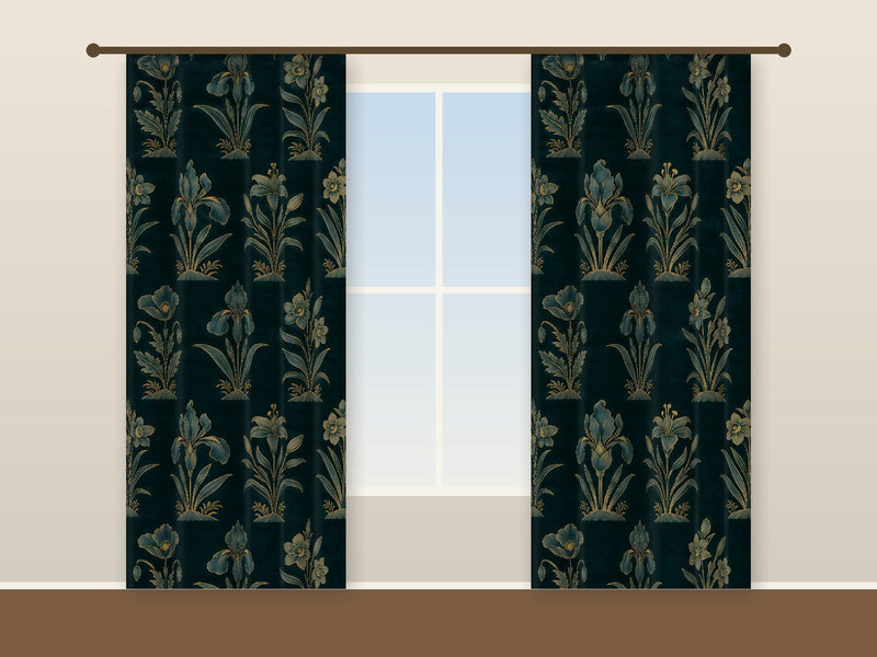 Velvet Rows Blackout Curtain — Teal
