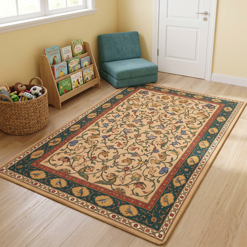 Waq-Waq — Mughal Animal Scroll Area Rug — view 2