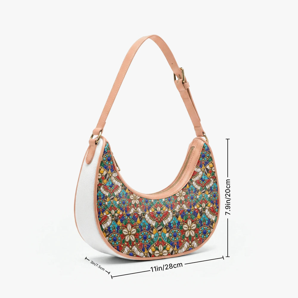 Stone Mosaic — Jewel Tones Crescent Shoulder Bag — view 9
