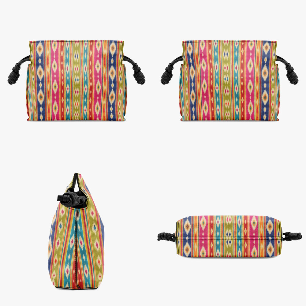 Mashru Ikat — Multicolour Stripe Drawstring Pouch Bag — view 4