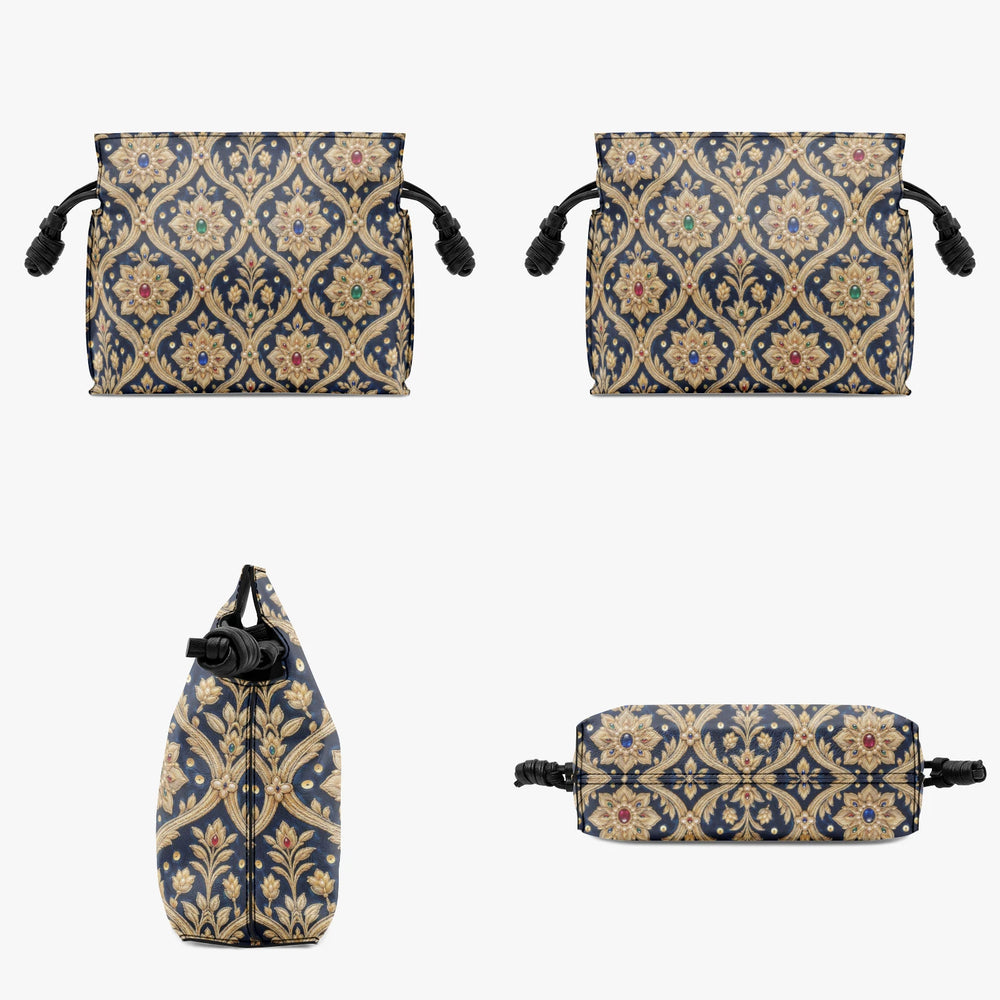 Zardozi Midnight — Navy & Gold Drawstring Pouch Bag — view 4