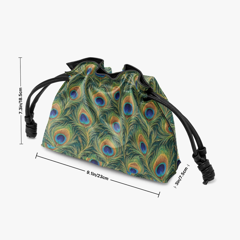 Mor Feather — Peacock Green Drawstring Pouch Bag — view 5