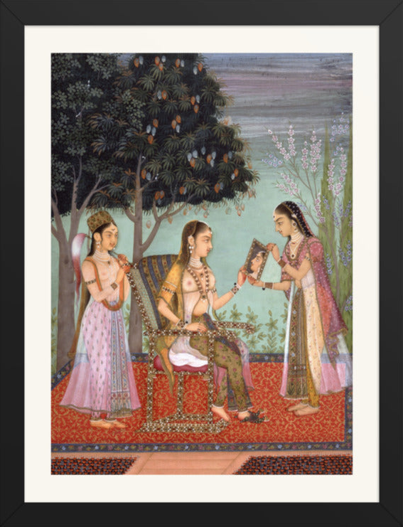 A Lady Gazing into a Mirror — Restored Rajput Wall Art — view 8