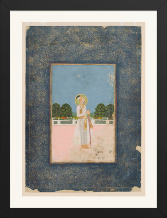 A Mughal Emperor Enthroned — Restored Mughal Wall Art — view 8