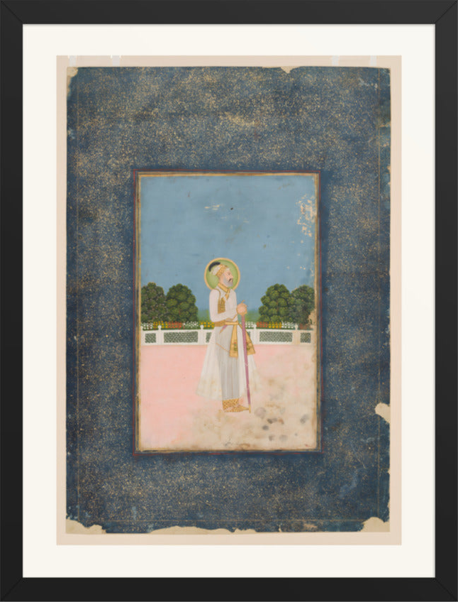 A Mughal Emperor Enthroned — Restored Mughal Wall Art — view 9