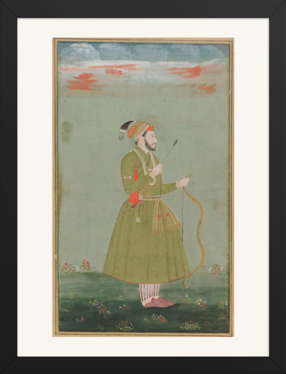 A Mughal Prince with a Bow — Restored Mughal Wall Art — view 8