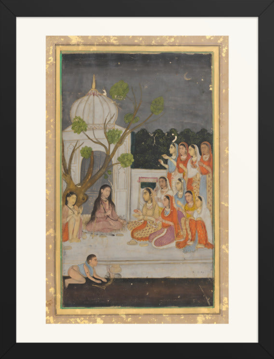 A Night Gathering on the Terrace — Restored Mughal Wall Art — view 8