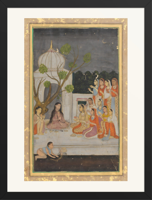 A Night Gathering on the Terrace — Restored Mughal Wall Art — view 9